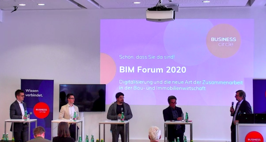 Vlnr: Florian Danner, M.O.O.CON; Christopher Poput, DI Wilhelm Sedlack GmbH; Erich Kotroczo, SIDE; Sven P. Jakobson, IG LEBENSZYKLUS BAU, Norbert Erlach, denk-x.net Vlnr: Florian Danner, M.O.O.CON; Christopher Poput, DI Wilhelm Sedlack GmbH; Erich Kotroczo, SIDE; Sven P. Jakobson, IG LEBENSZYKLUS BAU, Norbert Erlach, denk-x.net